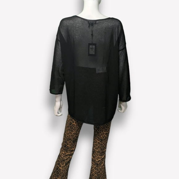 DKNY Ribbed Dropped-Shoulder Pullover Black M - Picture 6 of 10